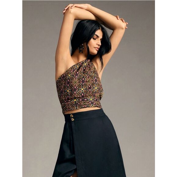 Anthropologie Tops - NWT Anthropologie One-Shoulder Linen Top Orange Pattern Size Small